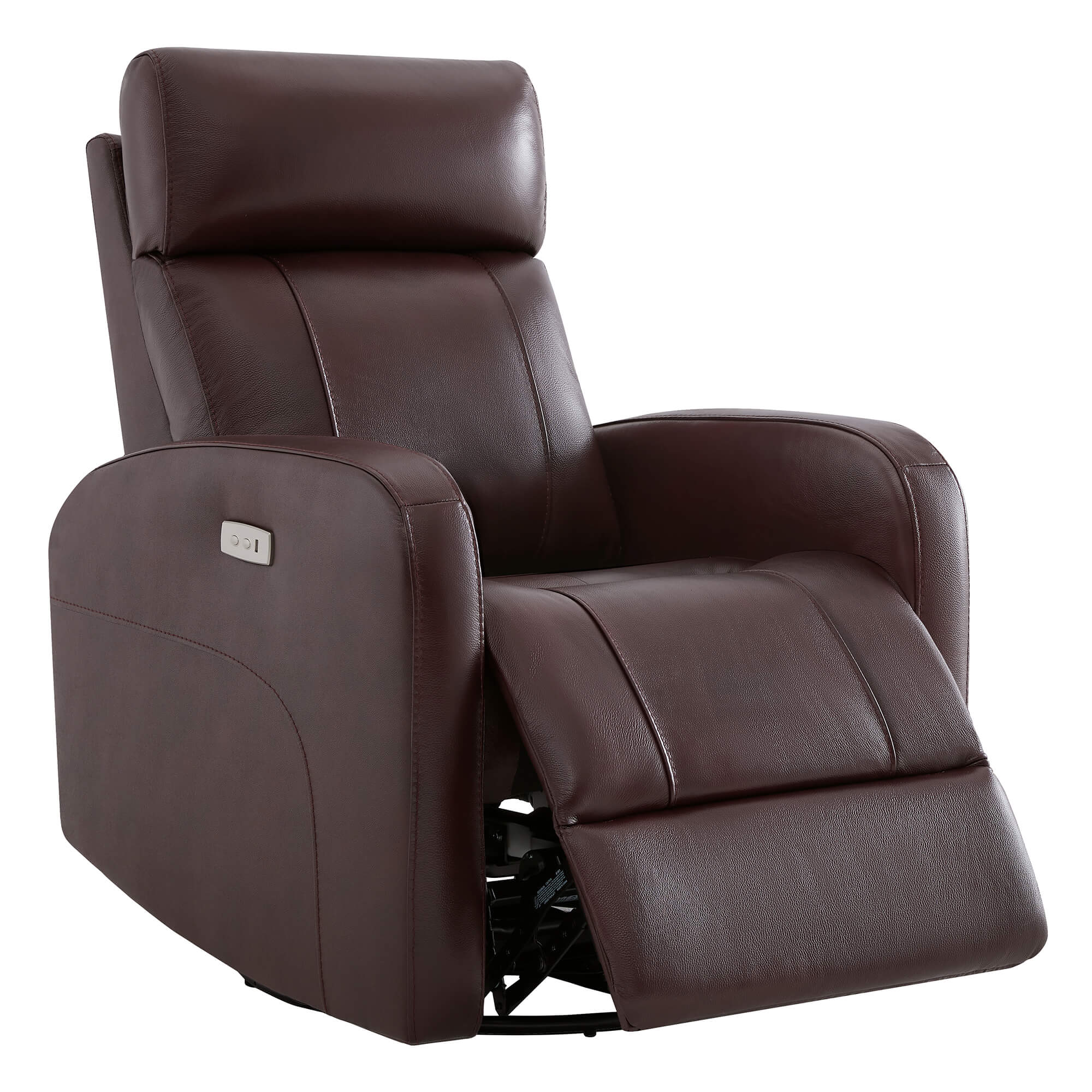 CHITA LIVING-Joy Power Swivel Recliner with Manual Headrest-Recliners-Genuine Leather-Cognac-