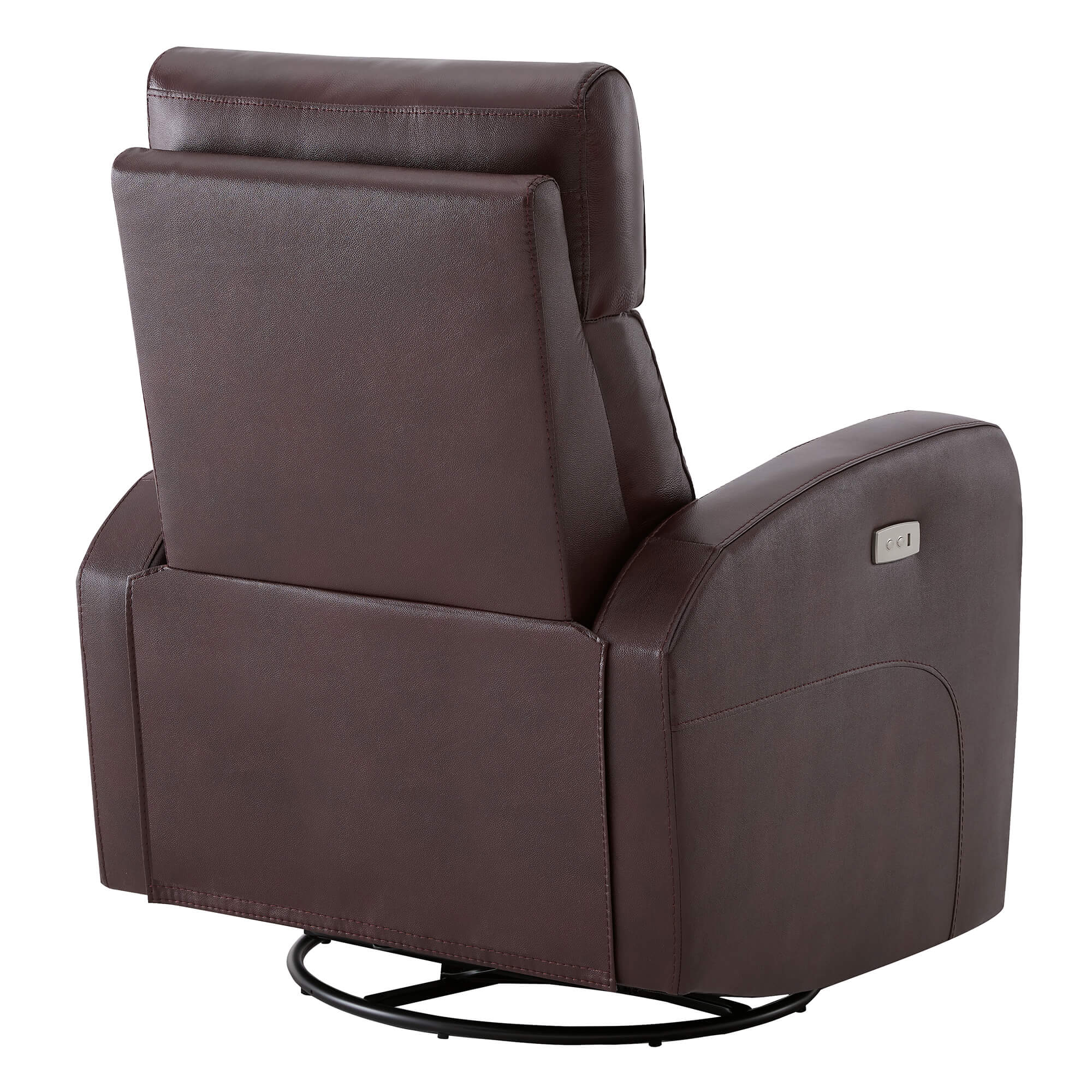 CHITA LIVING-Joy Power Swivel Recliner with Manual Headrest-Recliners-Genuine Leather-Cognac-