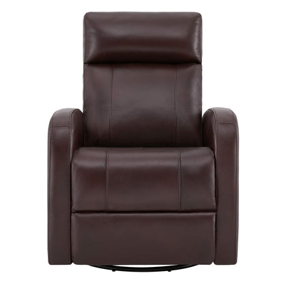 CHITA LIVING-Joy Power Swivel Recliner with Manual Headrest-Recliners-Genuine Leather-Cognac-