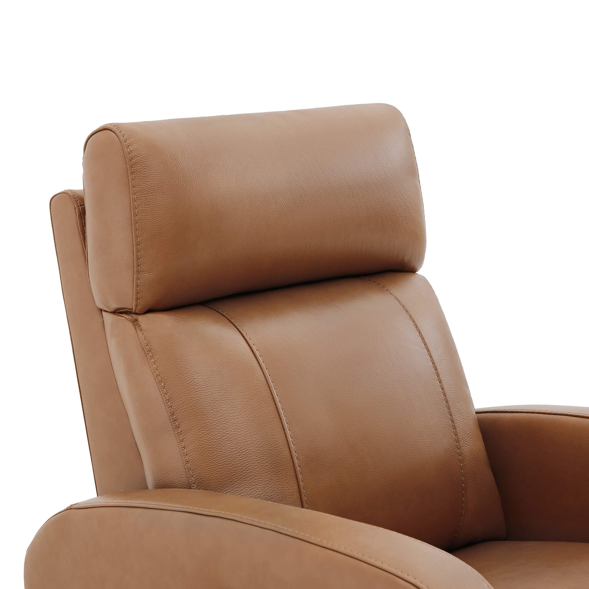 CHITA LIVING-Joy Power Swivel Recliner with Manual Headrest-Recliners-Genuine Leather-Saddle Brown-