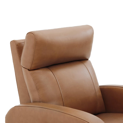 CHITA LIVING-Joy Power Swivel Recliner with Manual Headrest-Recliners-Genuine Leather-Saddle Brown-