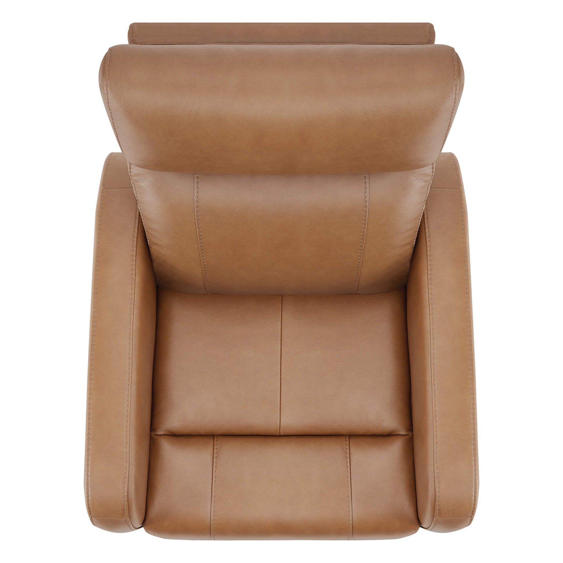 CHITA LIVING-Joy Power Swivel Recliner with Manual Headrest-Recliners-Genuine Leather-Saddle Brown-