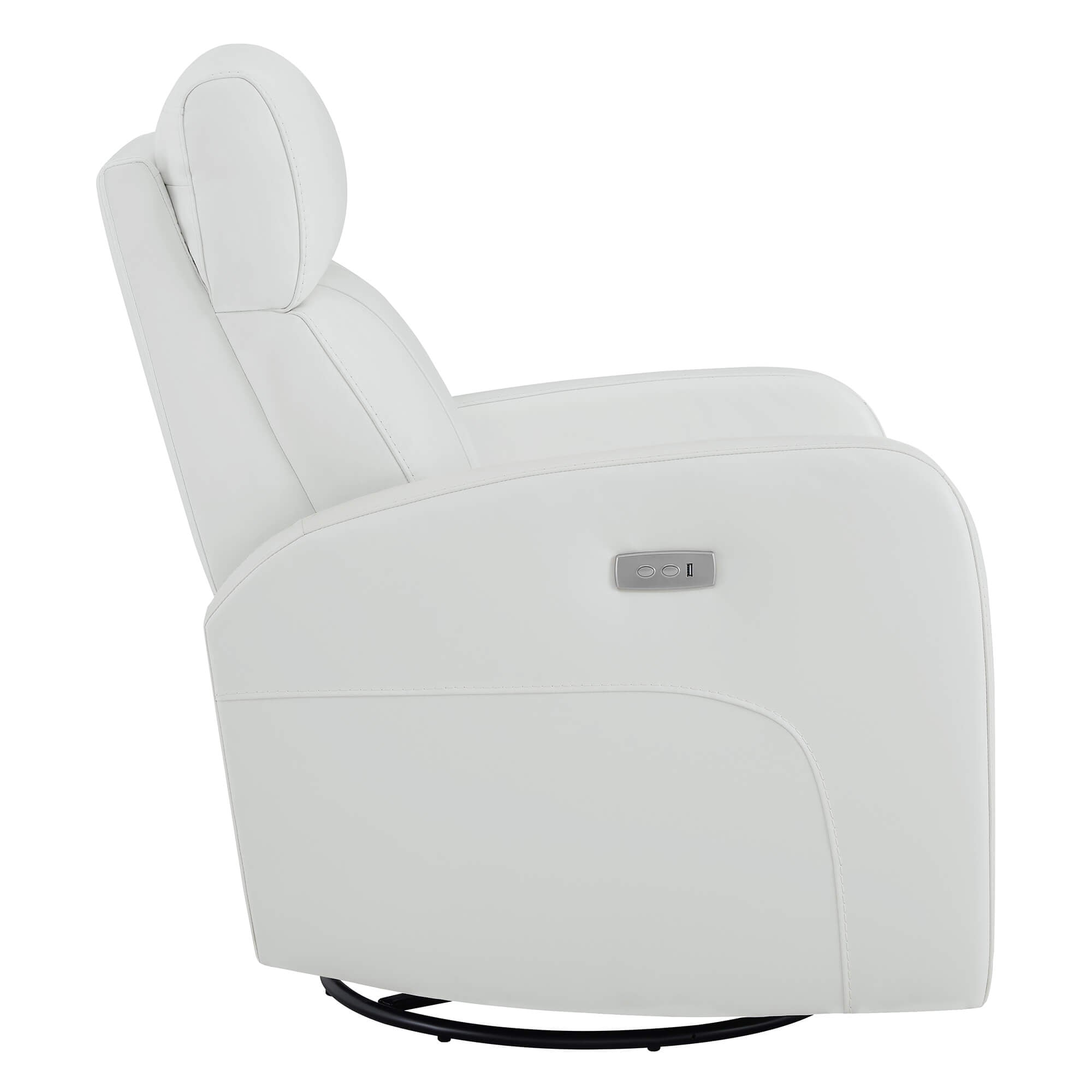 CHITA LIVING-Joy Power Swivel Recliner with Manual Headrest-Recliners-Genuine Leather-White-