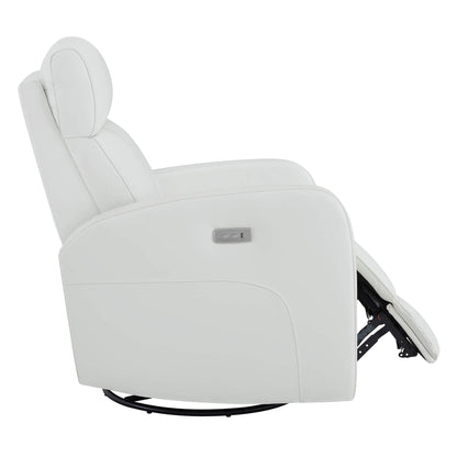 CHITA LIVING-Joy Power Swivel Recliner with Manual Headrest-Recliners-Genuine Leather-White-