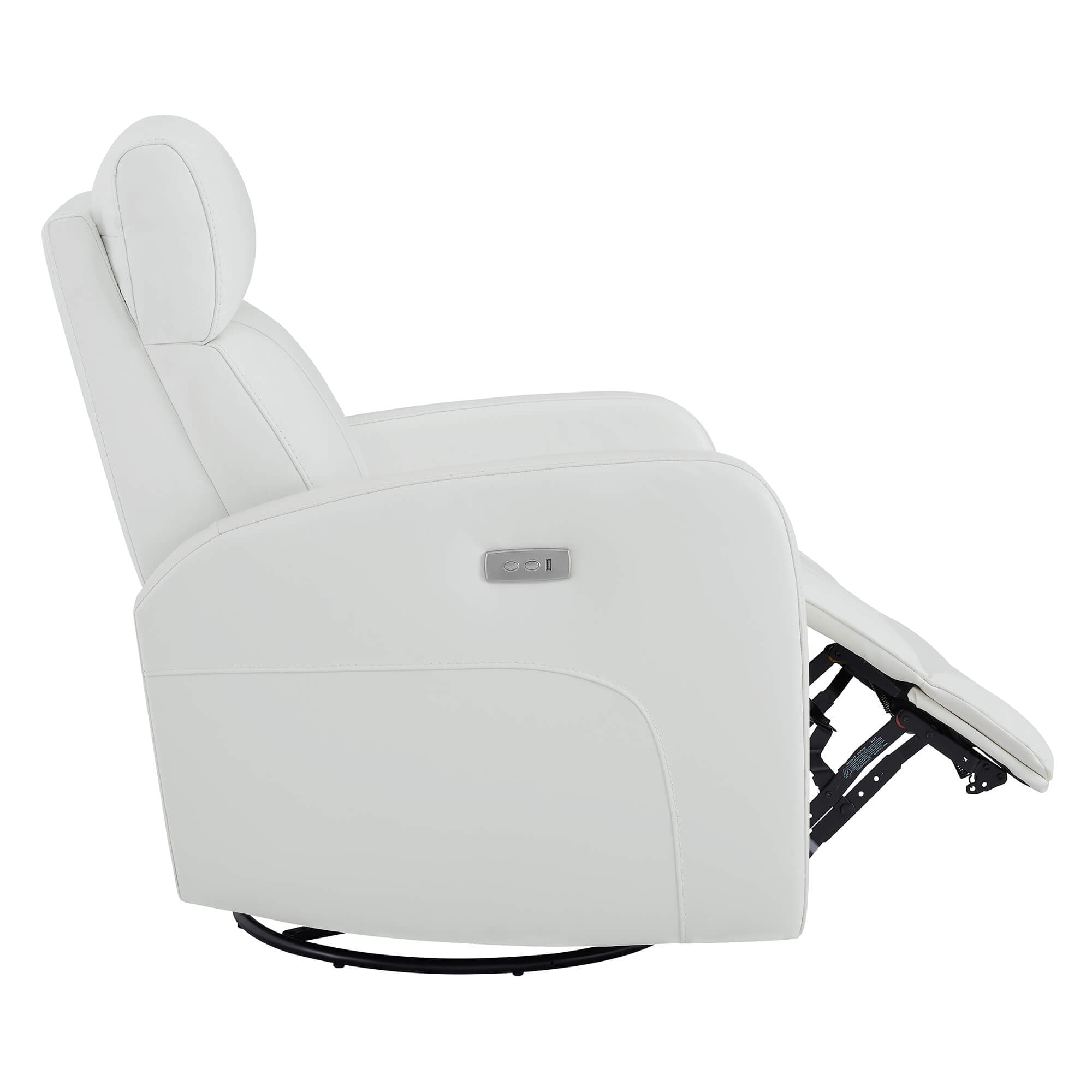 CHITA LIVING-Joy Power Swivel Recliner with Manual Headrest-Recliners-Genuine Leather-White-