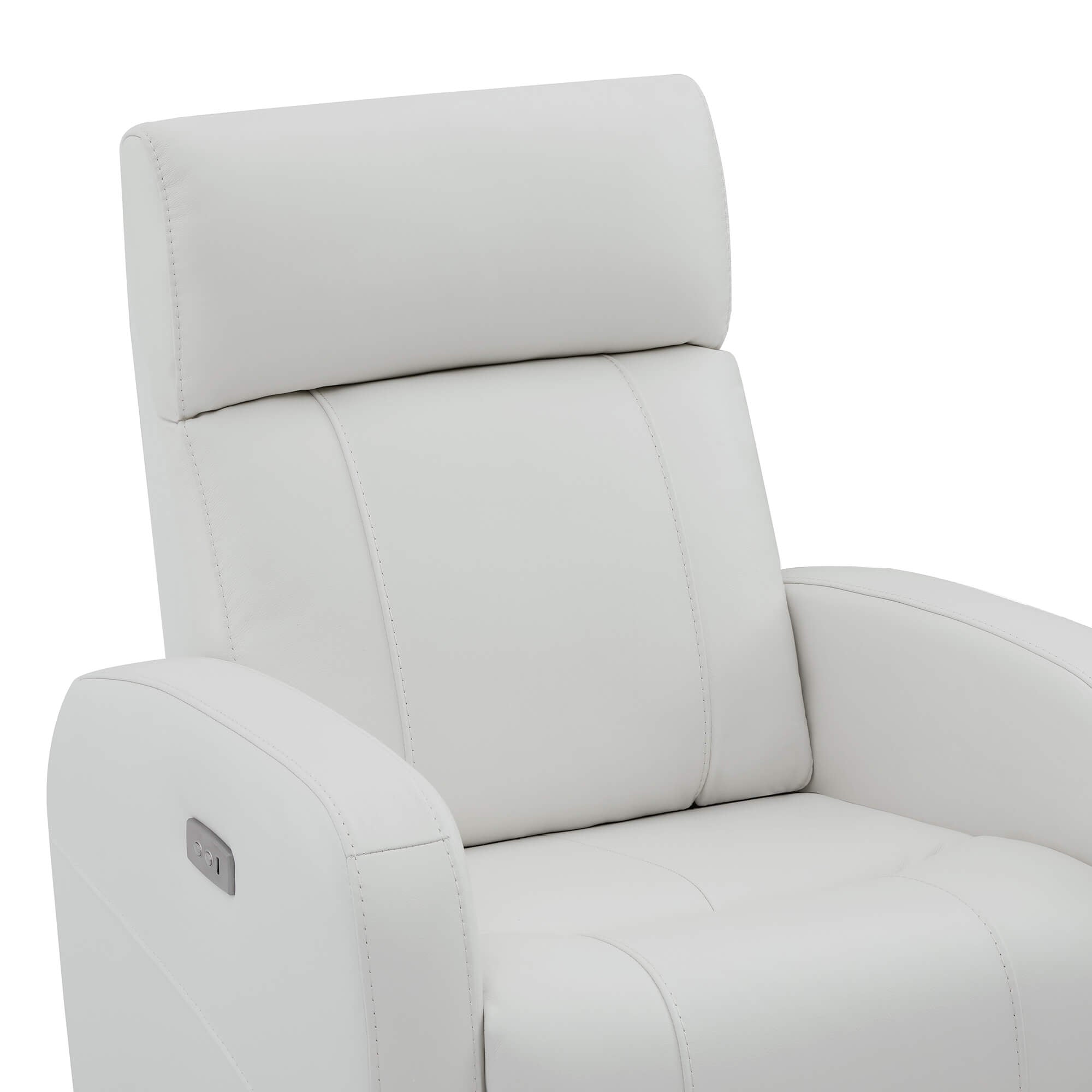 CHITA LIVING-Joy Power Swivel Recliner with Manual Headrest-Recliners-Genuine Leather-White-