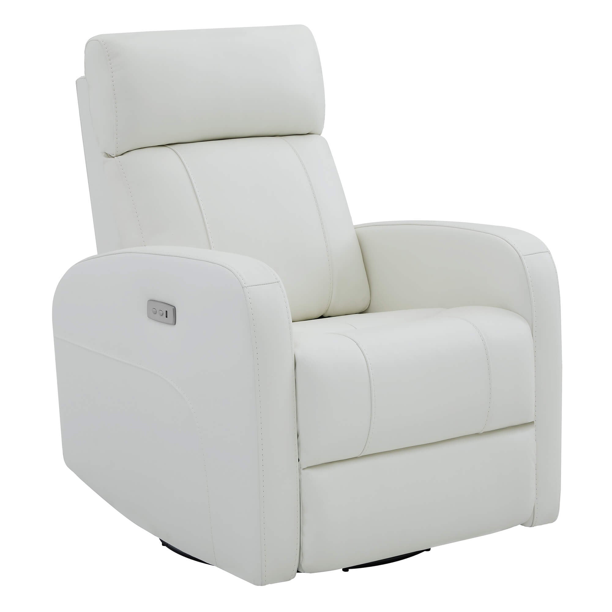 CHITA LIVING-Joy Power Swivel Recliner with Manual Headrest-Recliners-Genuine Leather-White-