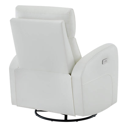 CHITA LIVING-Joy Power Swivel Recliner with Manual Headrest-Recliners-Genuine Leather-White-