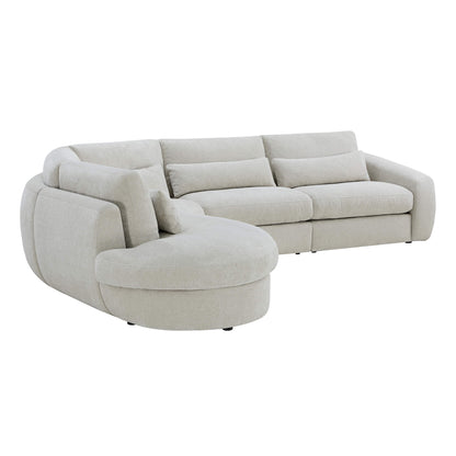 Joyce Curved Plush 4-Seater Extended Chaise Sectional Couch