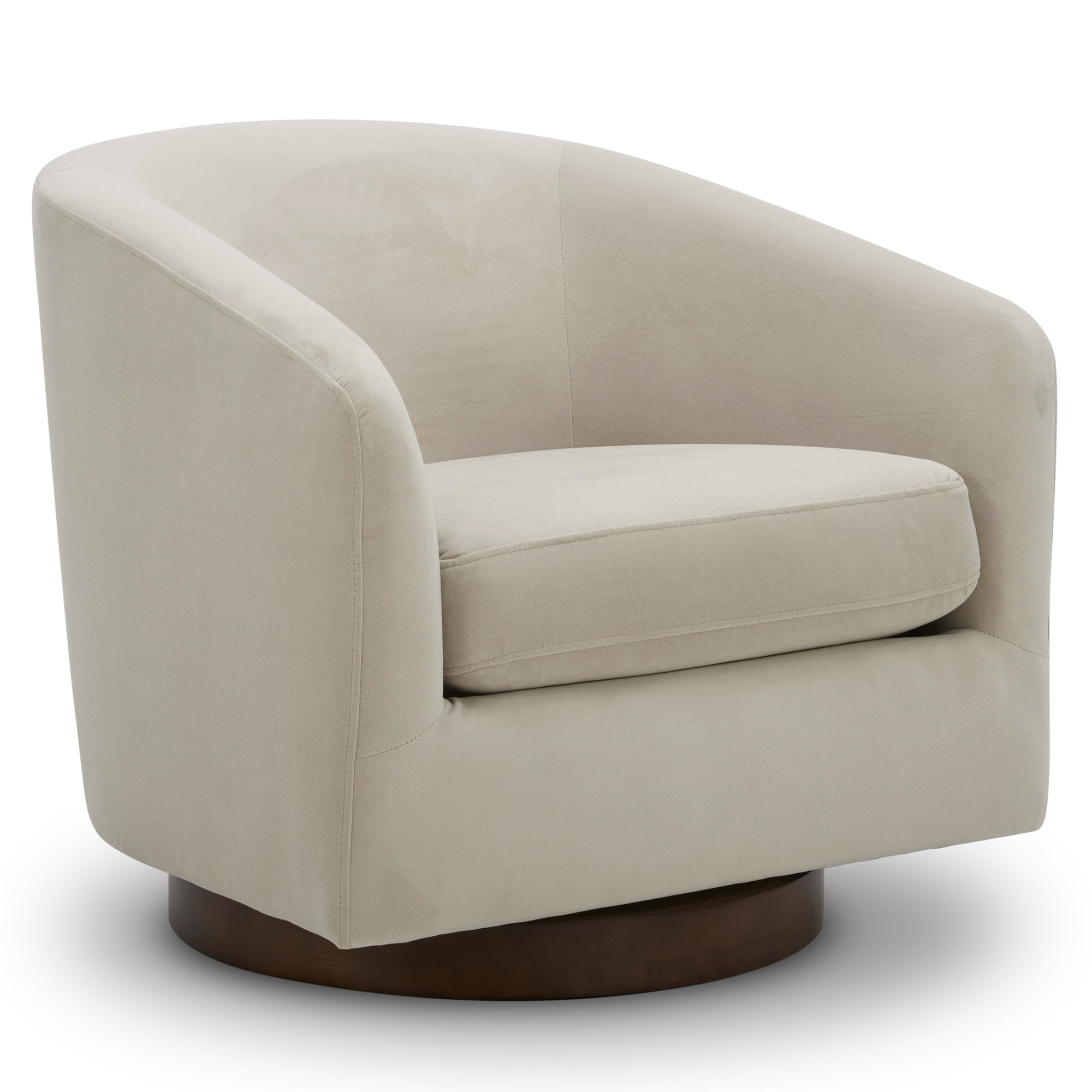 Wren Modern Swivel Accent Chair with soft fabric and rounded design in neutral color - CHITA Living