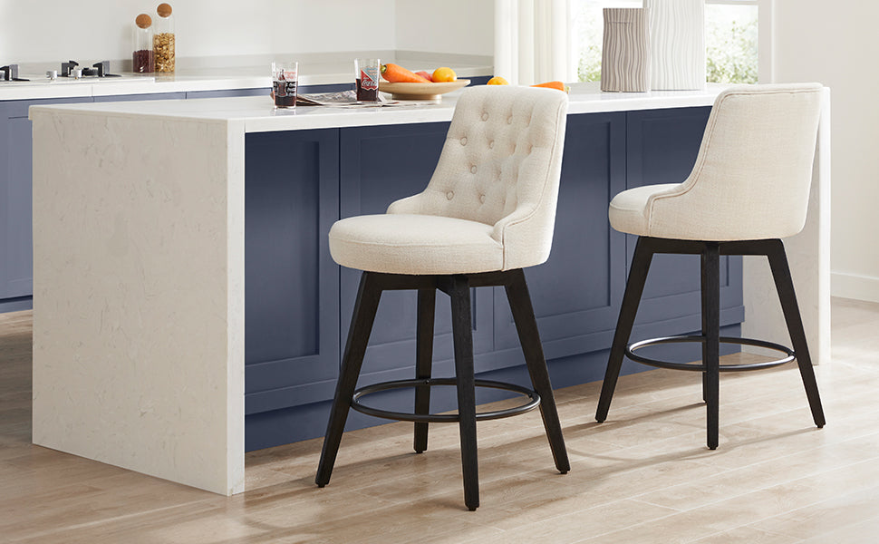 Morgan Prime Tufted Swivel Counter Stool (Set of 2)