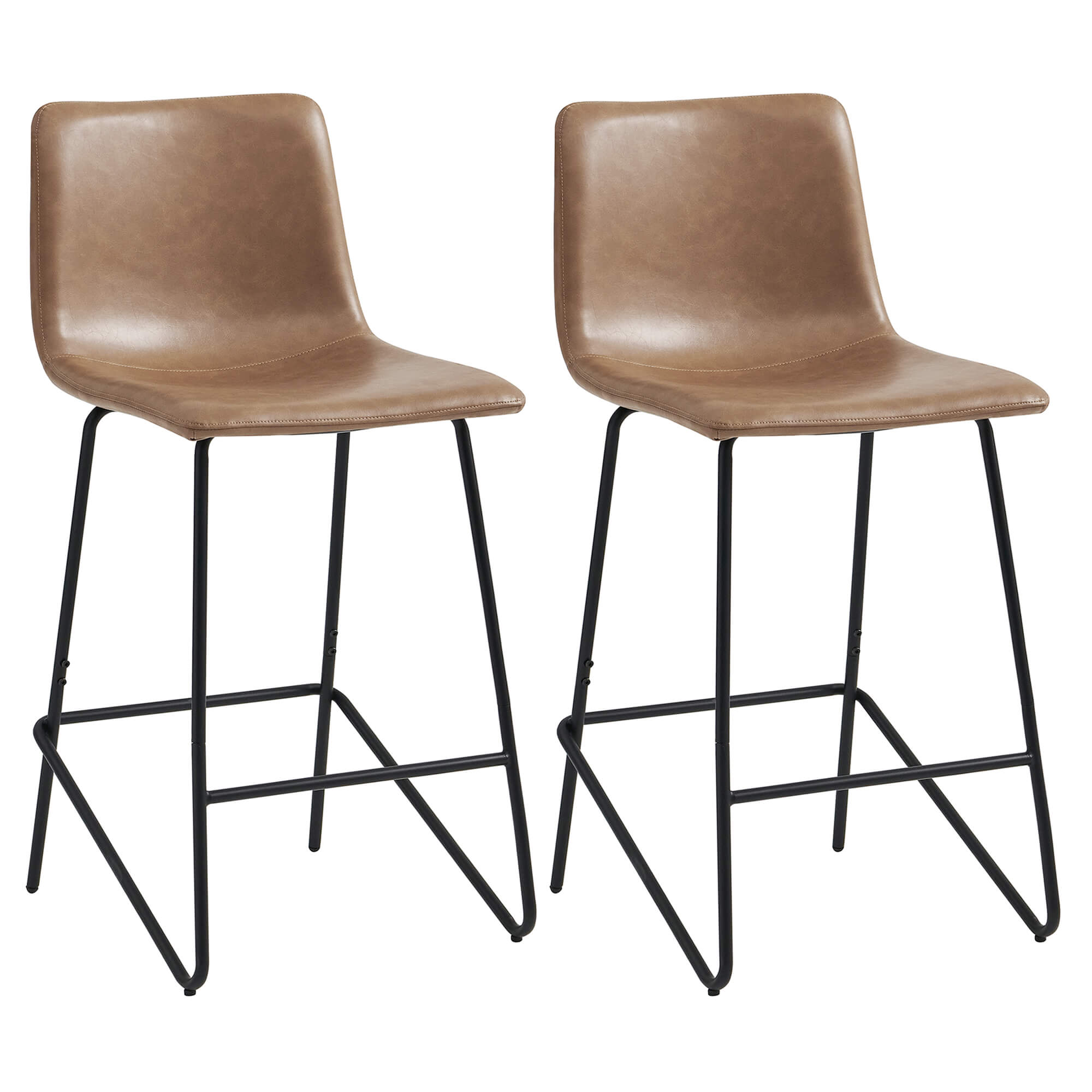 Stylish Shiloh counter stools with brown faux leather and matte black frames for kitchen decor - CHITA Living