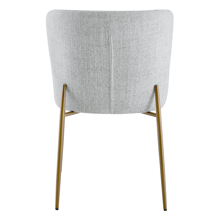 Back of Golda Dining Chair in soft grey fabric with brass legs - CHITA Living