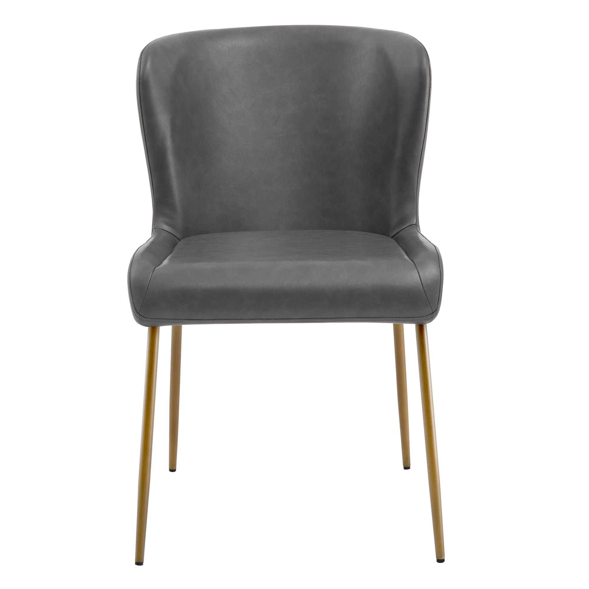 Golda Dining Chair with grey faux leather and elegant brass legs in modern design - CHITA Living