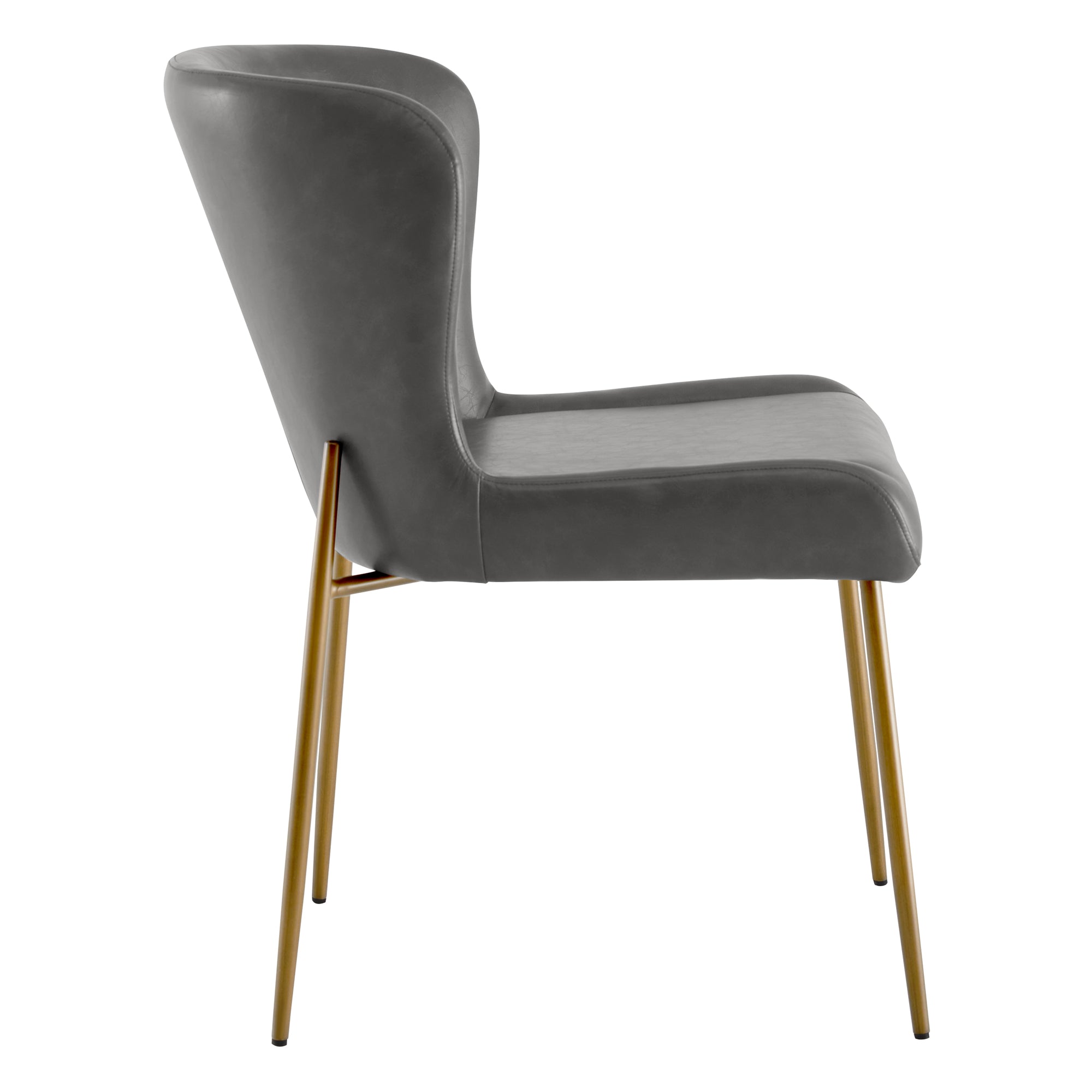 Side view of Golda Dining Chair in grey upholstery with gold legs - CHITA Living