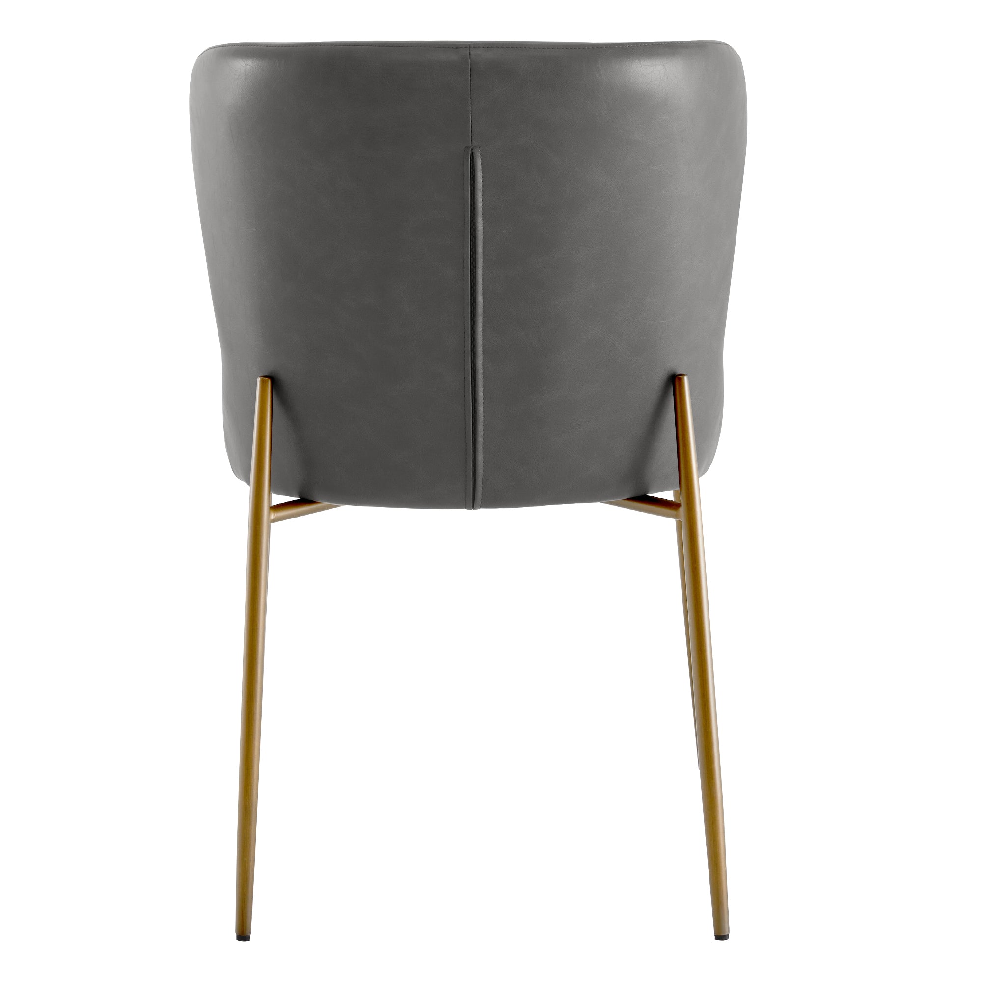 Back of Golda Dining Chair in soft grey faux leather with elegant brass legs - CHITA Living