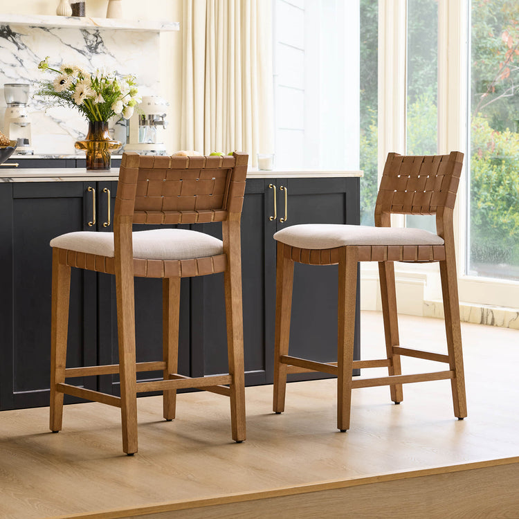 Aries Mid-century Modern Handwoven Counter Stool