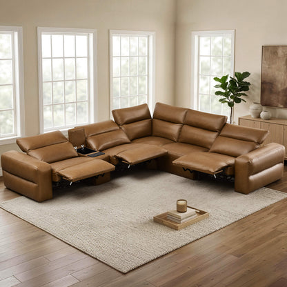 Haley Buttery-Soft 5-Seat Modular Power Reclining Sofa with Power Headrests
