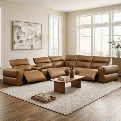 Haley Buttery-Soft 5-Seat Modular Power Reclining Sofa with Power Headrests