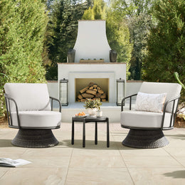 Ellie Rattan Woven Base Outdoor Swivel Bistro Set