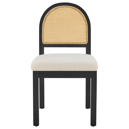 Abigail Upholstered Rattan Curved Dining Chair (Set of 2)