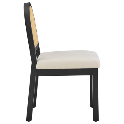 Abigail Upholstered Rattan Curved Dining Chair (Set of 2)