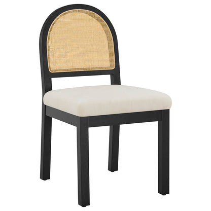 Abigail Upholstered Rattan Curved Dining Chair (Set of 2)