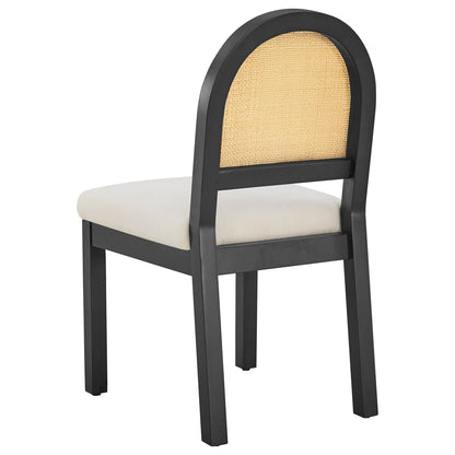 Abigail Upholstered Rattan Curved Dining Chair (Set of 2)
