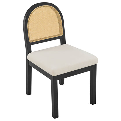 Abigail Upholstered Rattan Curved Dining Chair (Set of 2)