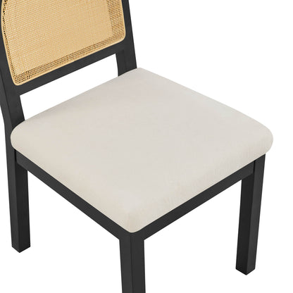 Abigail Upholstered Rattan Curved Dining Chair (Set of 2)