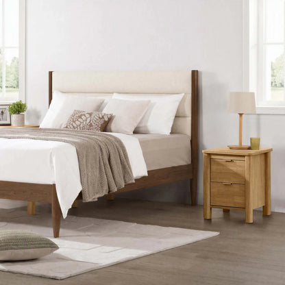 Solace Solid Wood Boucle Upholstered Bed