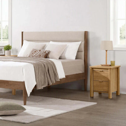 Solace Solid Wood Boucle Upholstered Bed