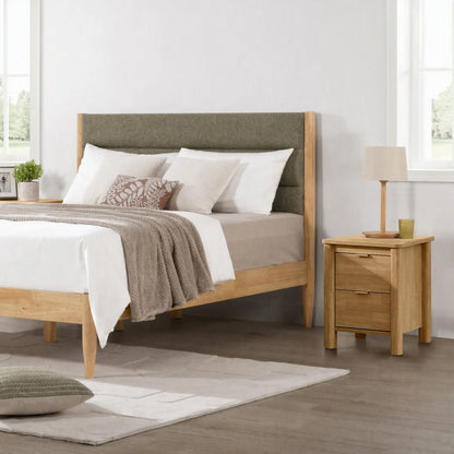 Solace Solid Wood Boucle Upholstered Bed