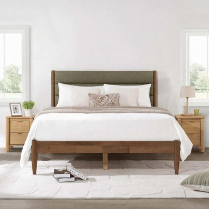 Solace Solid Wood Boucle Upholstered Bed