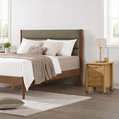 Solace Solid Wood Boucle Upholstered Bed