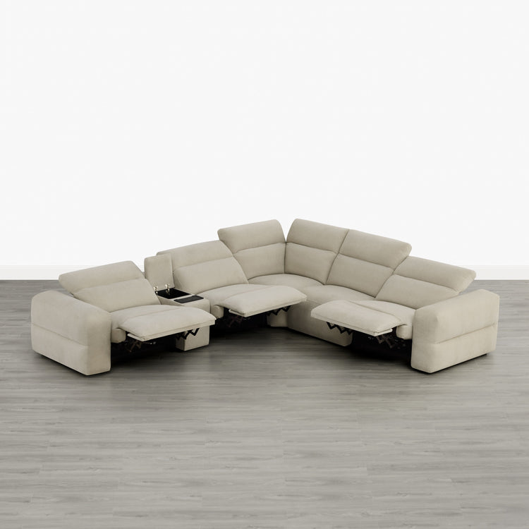 Haley Buttery-Soft 5-Seat Modular Power Reclining Sofa with Power Headrests