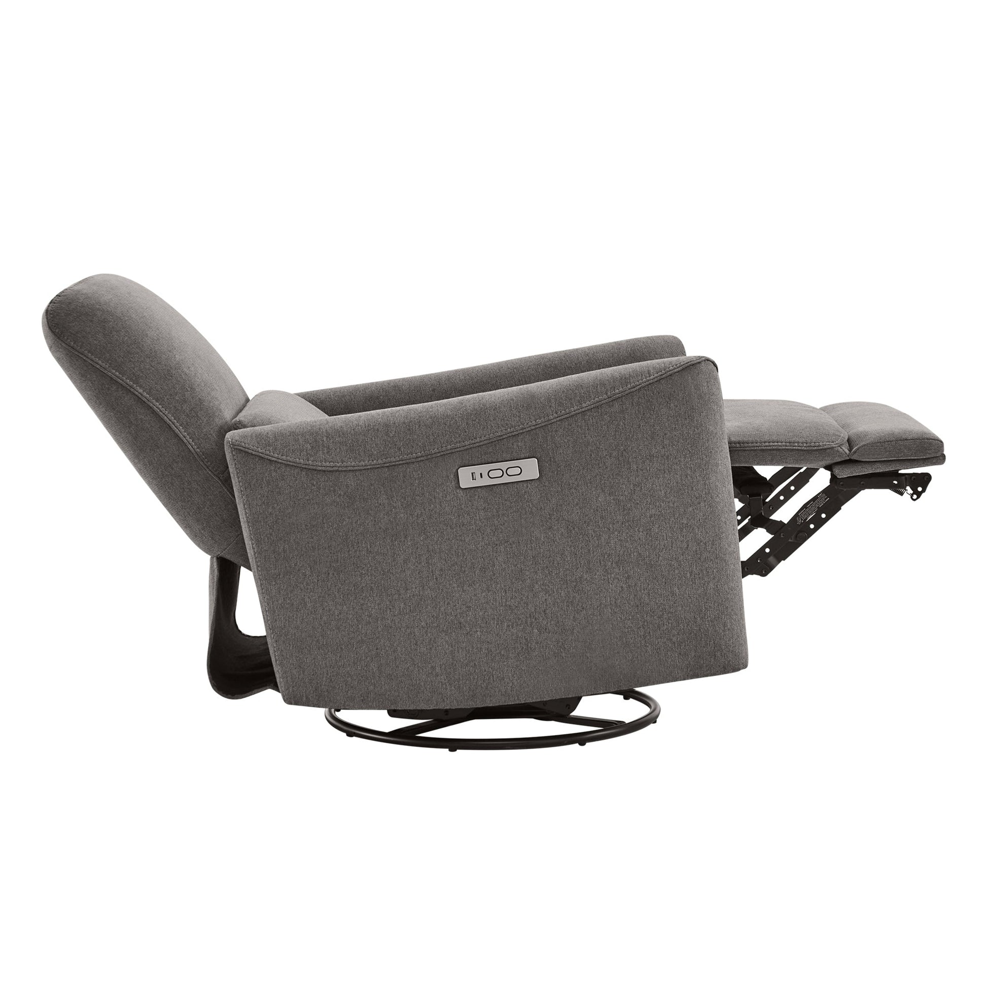 CHITA LIVING-Tracee Power Swivel Nursery Recliner With Type-C Charge-Recliners-Fabric-Metal Gray-