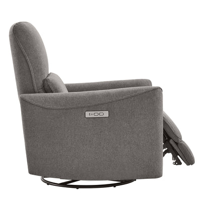 CHITA LIVING-Tracee Power Swivel Nursery Recliner With Type-C Charge-Recliners-Fabric-Metal Gray-