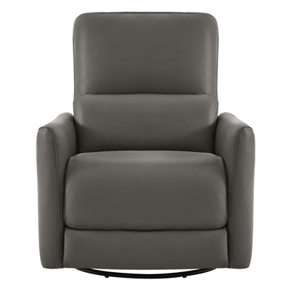 CHITA LIVING-Tracee Power Swivel Glider Recliner with Type-C Charge-Recliners-Faux Leather-Gray-