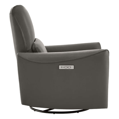 Gray power swivel glider recliner featuring sleek side design and control button - CHITA Living