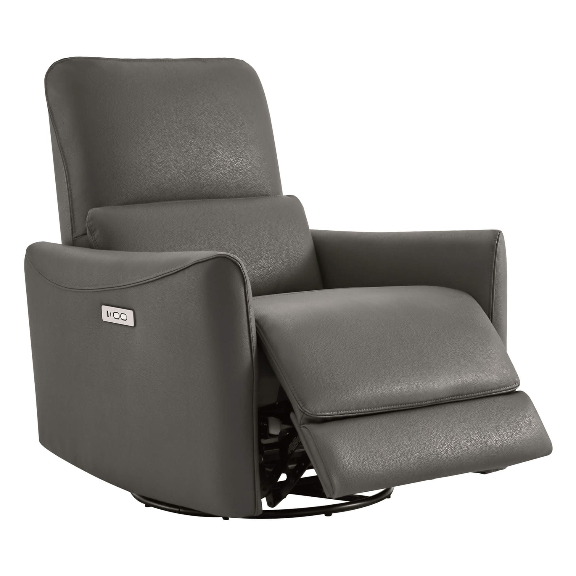 CHITA LIVING-Tracee Power Swivel Glider Recliner with Type-C Charge-Recliners-Faux Leather-Gray-