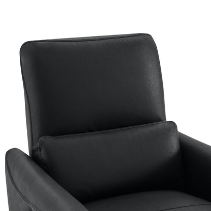 CHITA LIVING-Tracee Power Swivel Glider Recliner with Type-C Charge-Recliners-Faux Leather-Black-