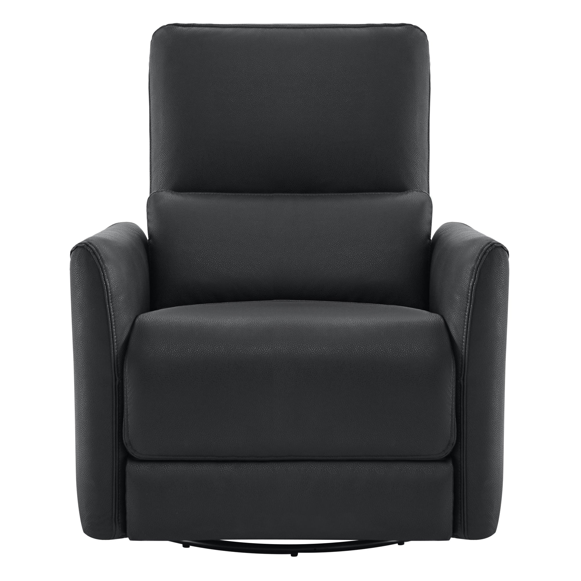 Front view of Tracee Modern Power Swivel Glider Recliner in dark grey leather - CHITA Living