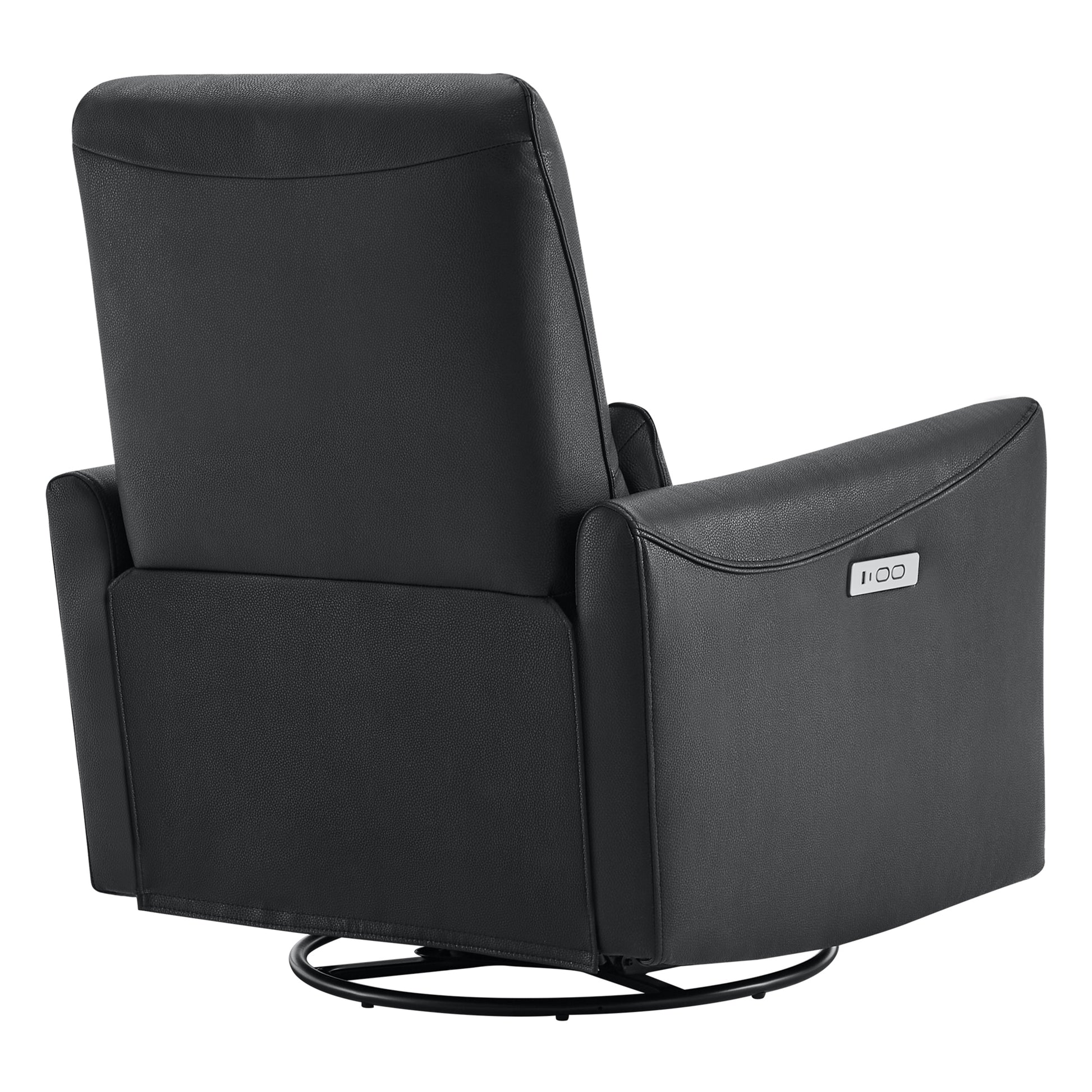 CHITA LIVING-Tracee Power Swivel Glider Recliner with Type-C Charge-Recliners-Faux Leather-Black-