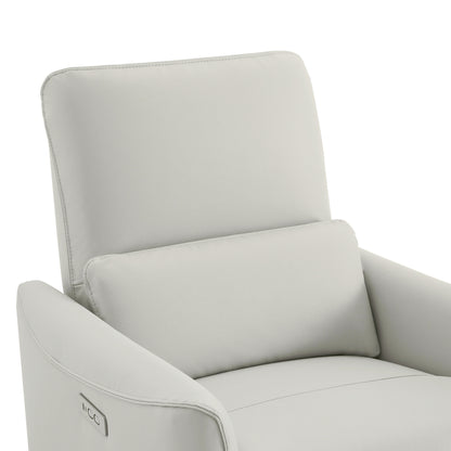 Close-up of Tracee Modern Power Swivel Glider Recliner in light grey with lumbar support - CHITA Living