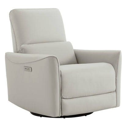 Light grey Tracee Modern Power Swivel Glider Recliner with smooth design and reclining feature - CHITA Living