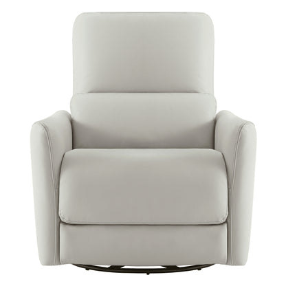 Tracee Modern Power Swivel Glider Recliner in light grey leather with sleek design - CHITA Living