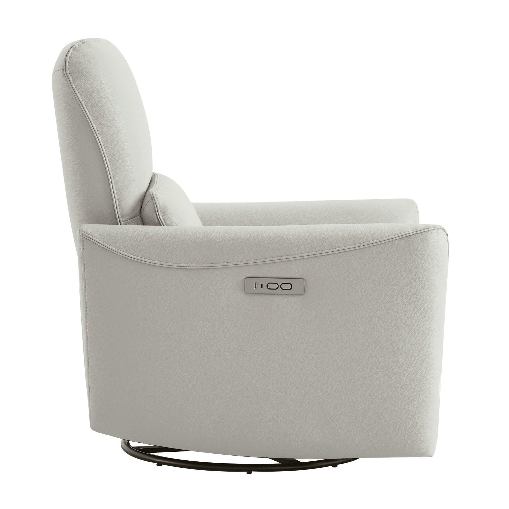 CHITA LIVING-Tracee Power Swivel Nursery Recliner With Type-C Charge-Recliners-Faux Leather-Cream-