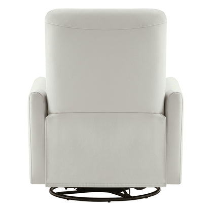 Back view of Tracee Modern Power Swivel Glider Recliner in light grey leather - CHITA Living