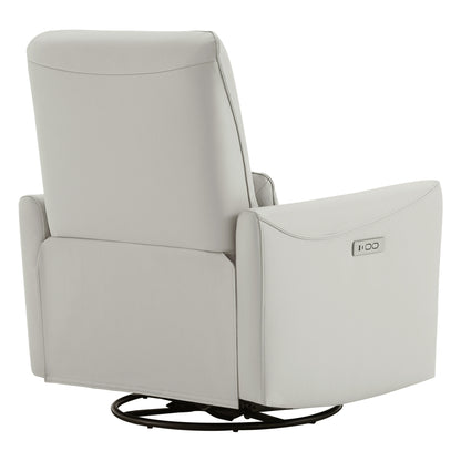 CHITA LIVING-Tracee Power Swivel Glider Recliner with Type-C Charge-Recliners-Faux Leather-Cream-